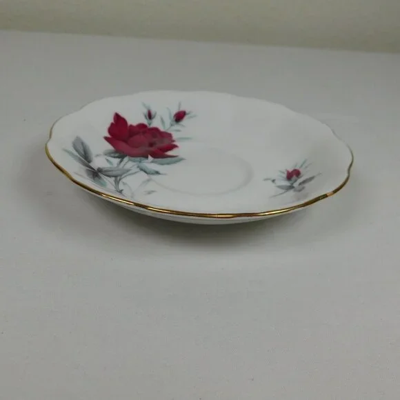 Royal Albert Sweet Romance Saucer ONLY Bone China Red Rose Gold Rim Replacement - Picture 2 of 7